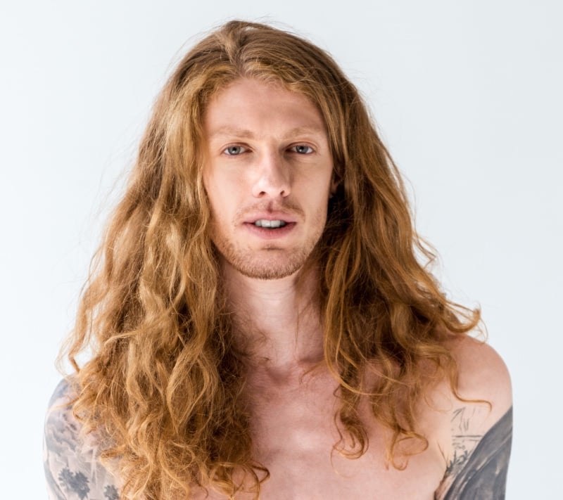 long curly hair men