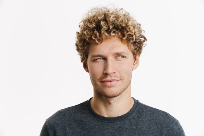 man curly blond hair