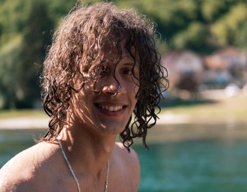 wet curly hair men