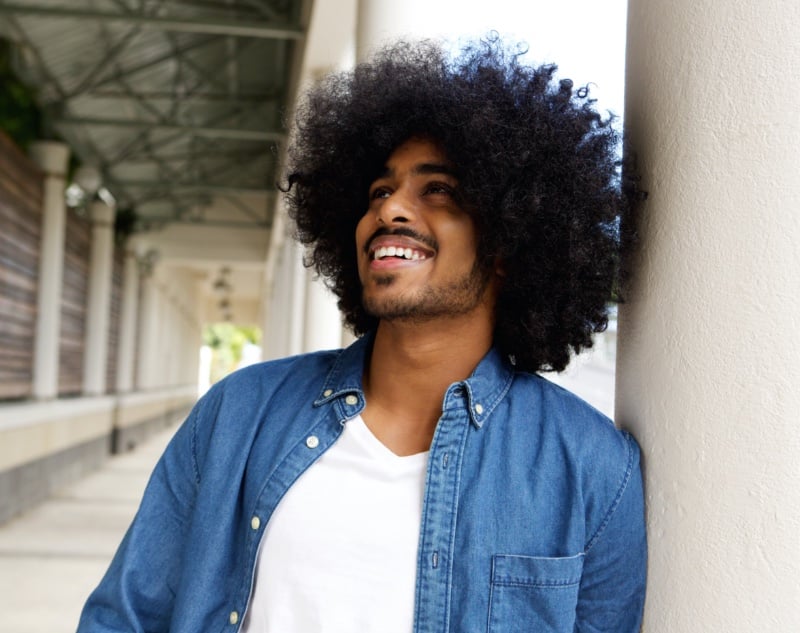 long curly hair men afro