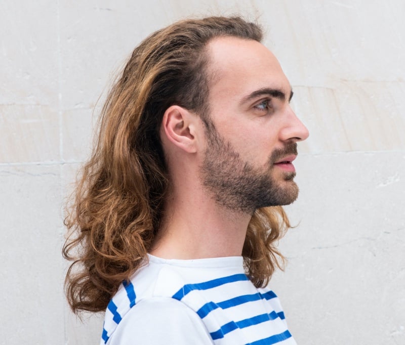 long curly hair men with fade
