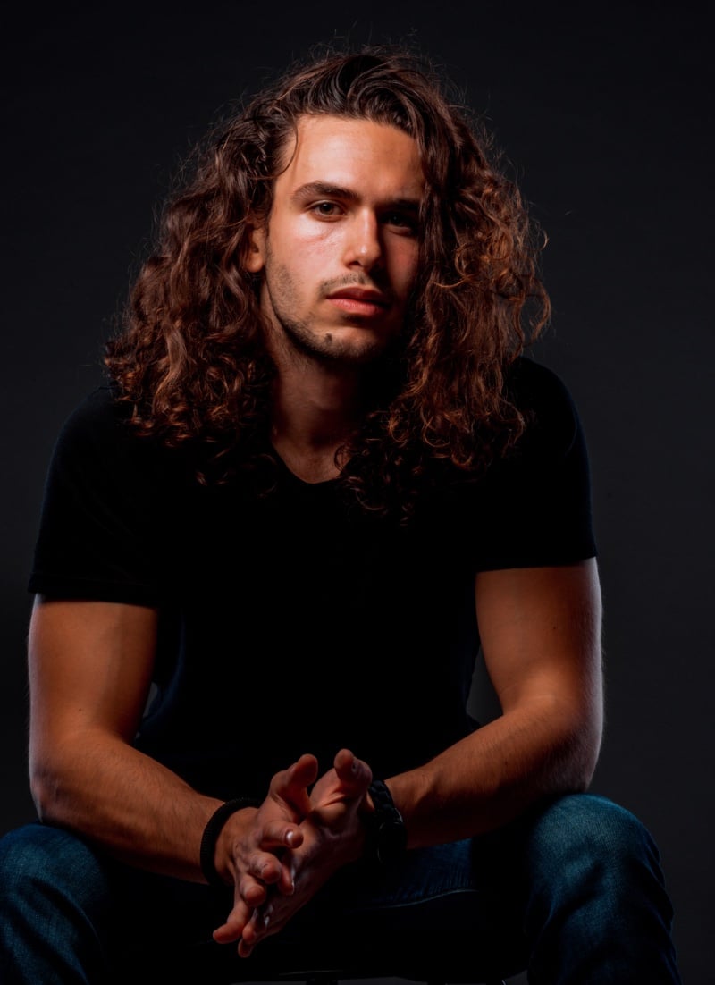 long curly hair men layered