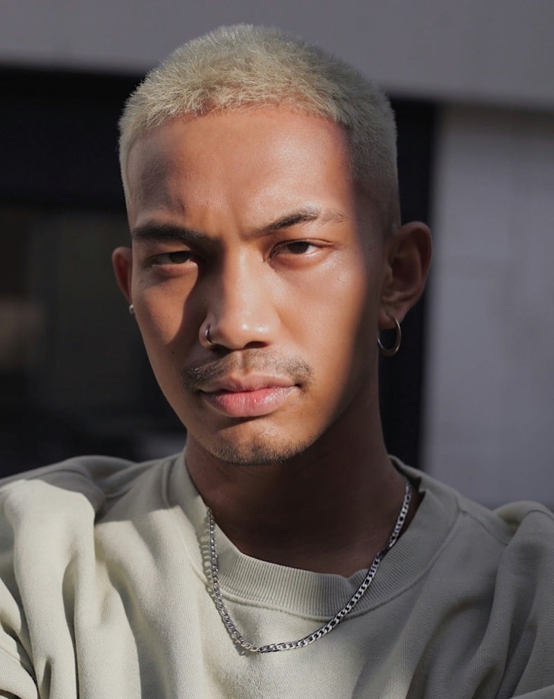 platinum blonde buzz cut