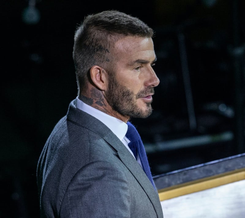David Beckham with a high and tight buzz cut