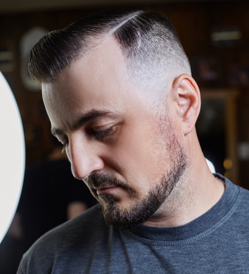 comb over with high skin fade