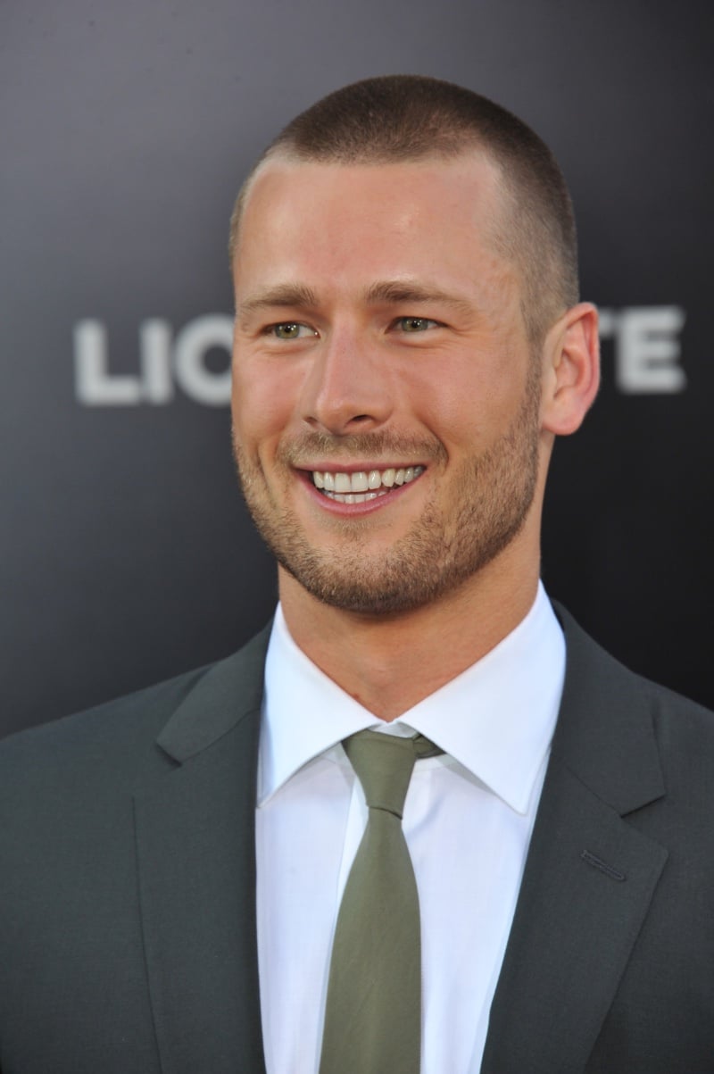 Glen Powell with a buzz cut fade in 2014