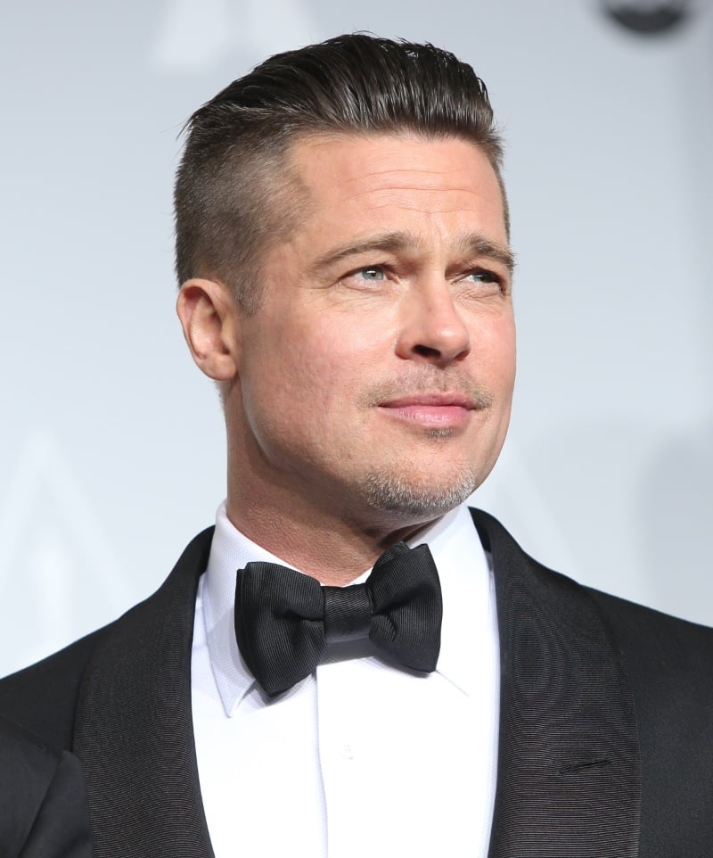 Brad Pitt Fury haircut tuxedo