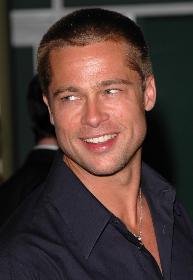 Brad Pitt with a buzz cut at the Criminal premiere in 2004