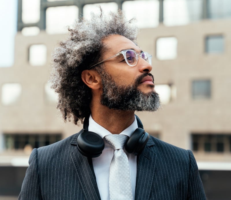 salt and pepper afro men grey