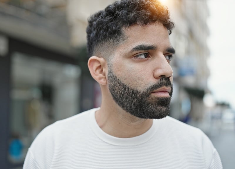 curly hair mid fade