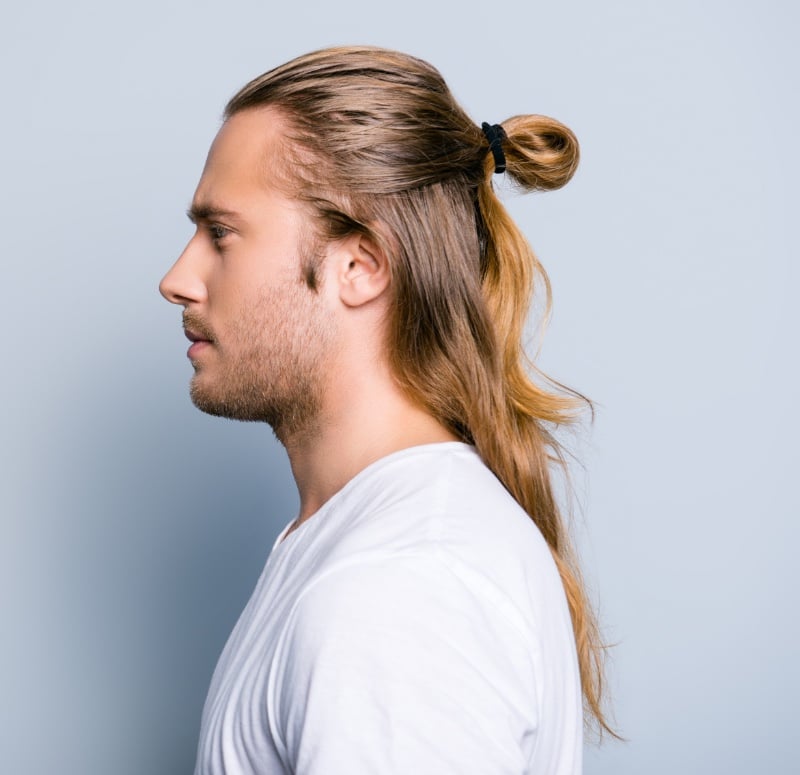 half bun hairstyle men