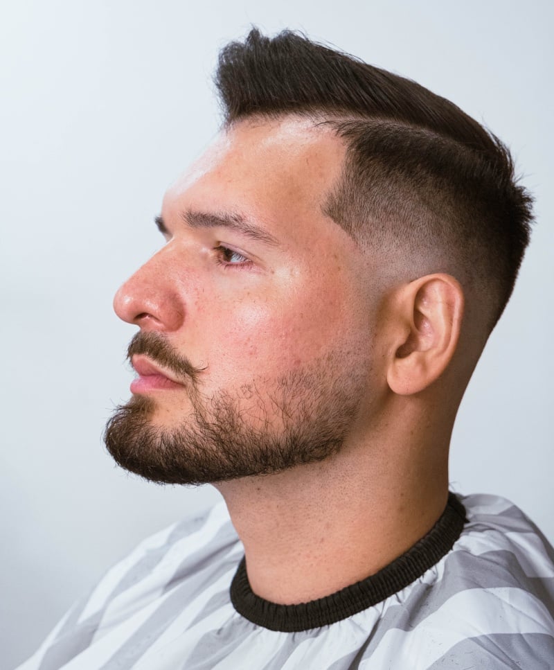pompadour with mid fade