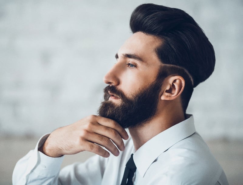 classic pompadour with full beard