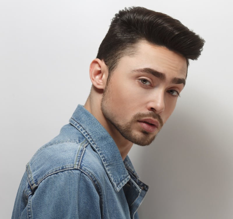refined pompadour with tapered sides