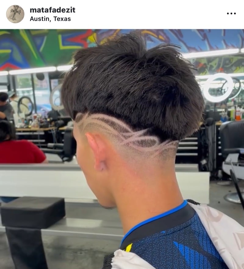 undercut design shaved into faded side
