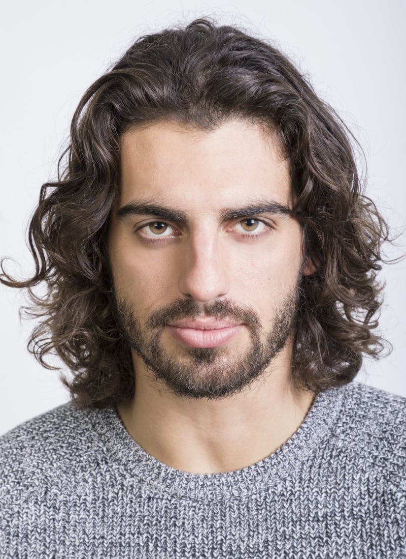 wavy long hair men