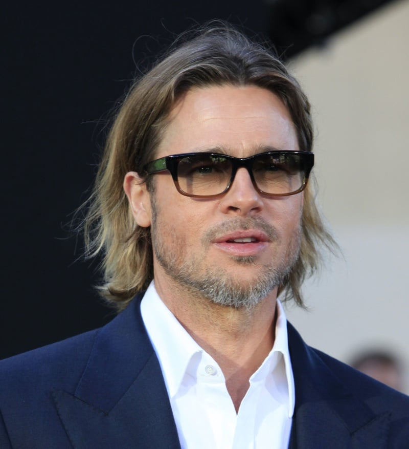 Brad Pitt middle part hair