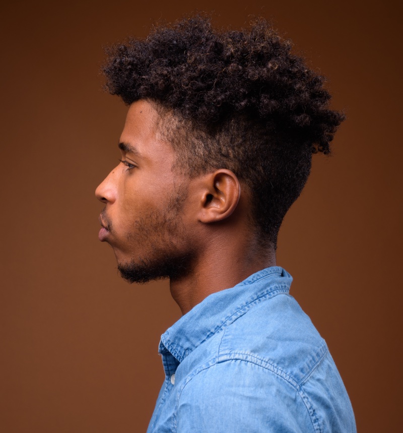 drop fade with curly hair