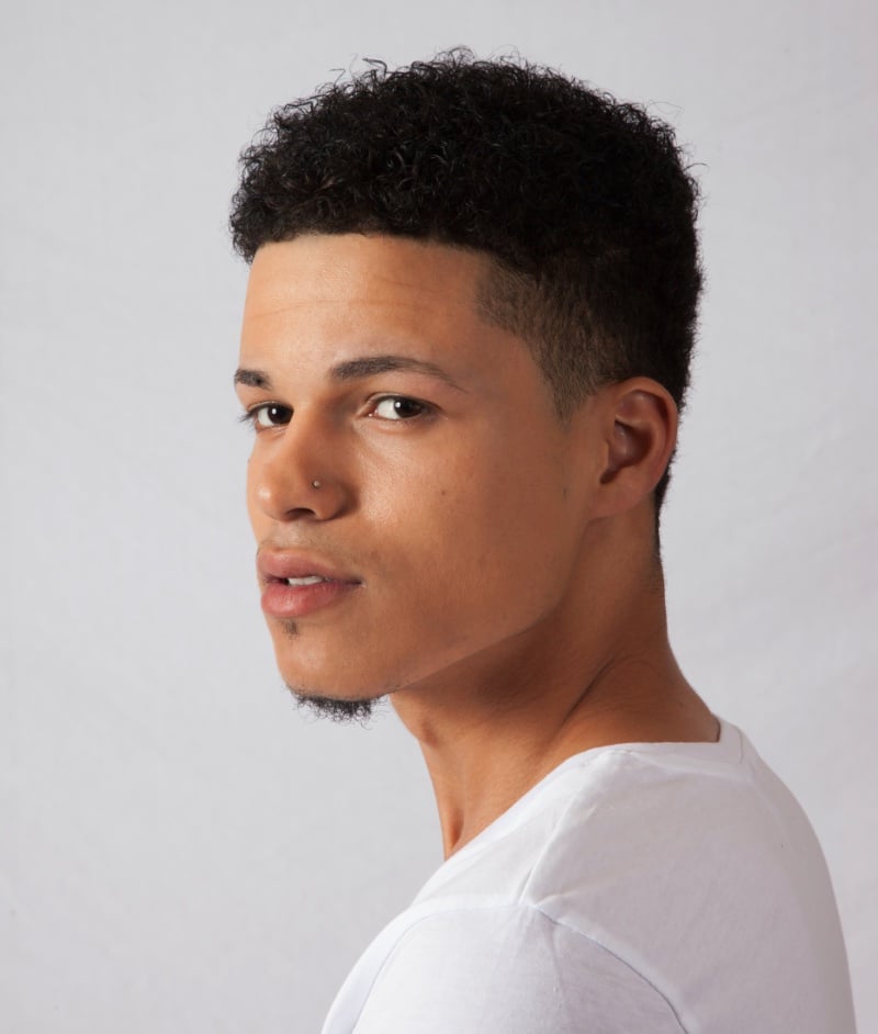 curly top fade men