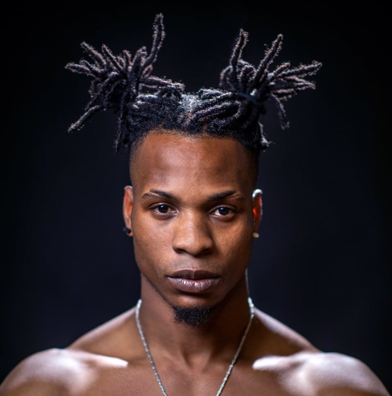 double buns spiky dreads men