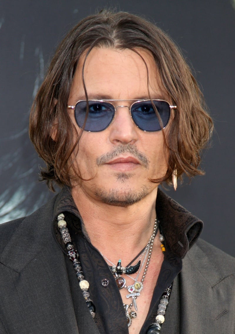 Johnny Depp middle part hair