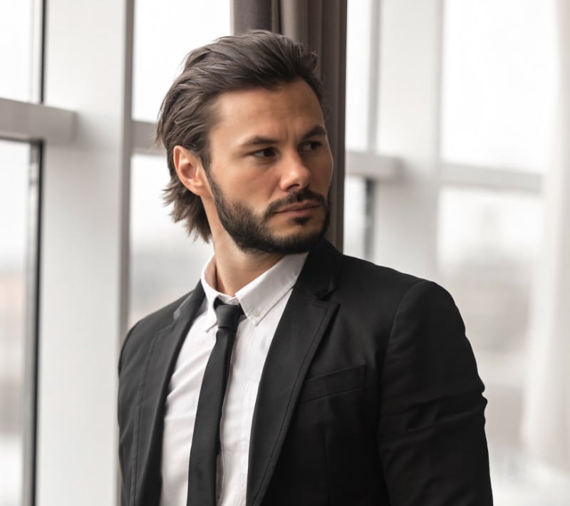 medium length slick back men