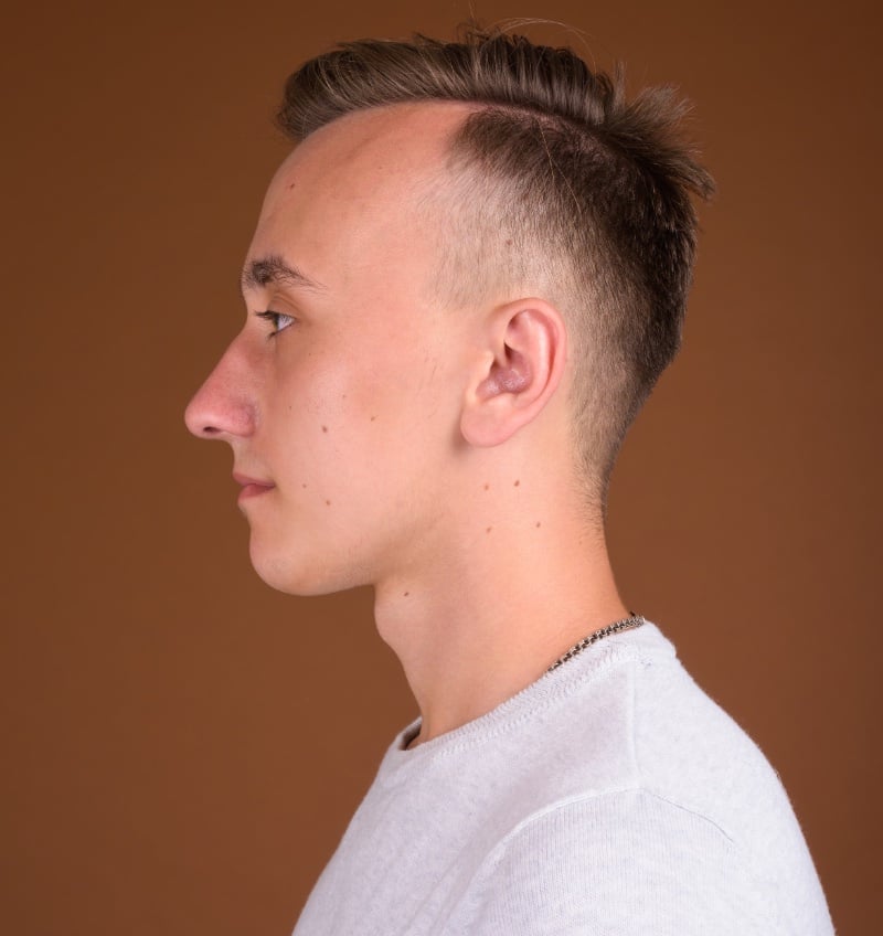 side part with drop fade
