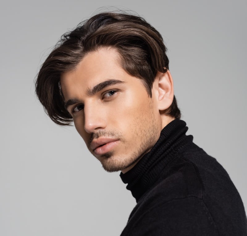 slick back middle part men