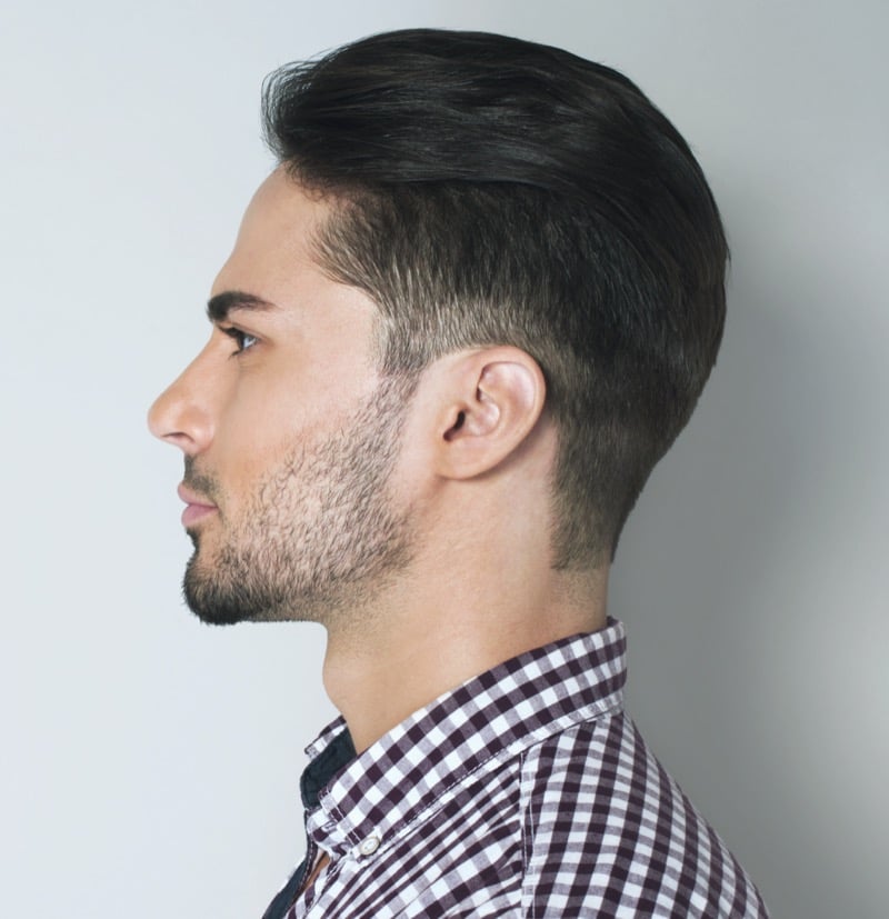 long hair slick back taper fade