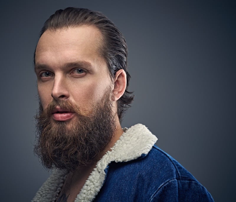 slick back with beard