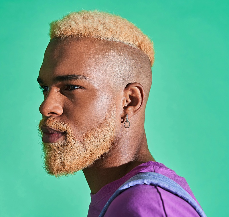 bleached mohawk on Black man