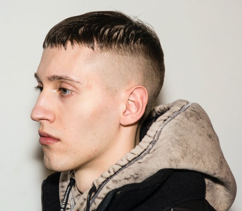 French crop skin fade with straight-cut fringe