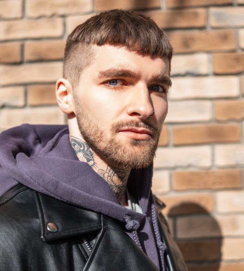 French crop fade with straight fringe