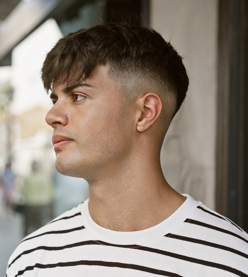 messy French crop with mid fade