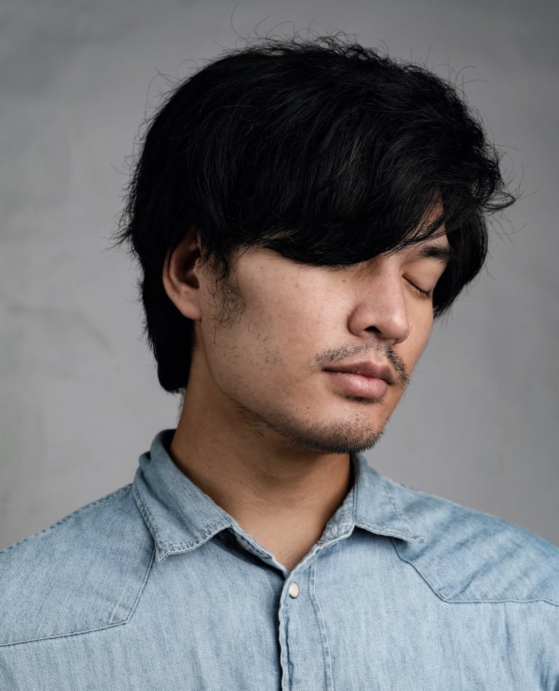 shaggy curtain fringe men