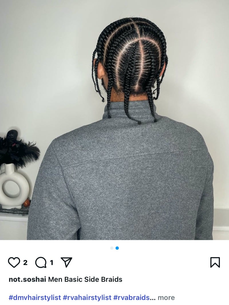 sideways braids men