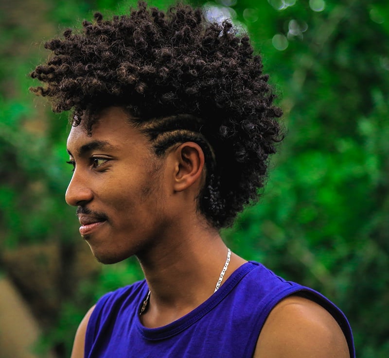 twist out mohawk with cornrows
