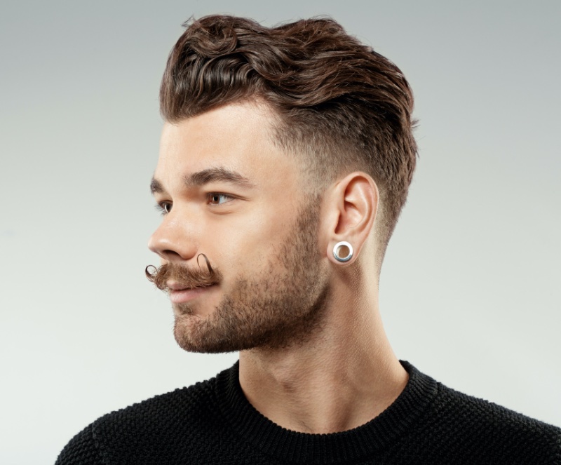 wavy pompadour low fade