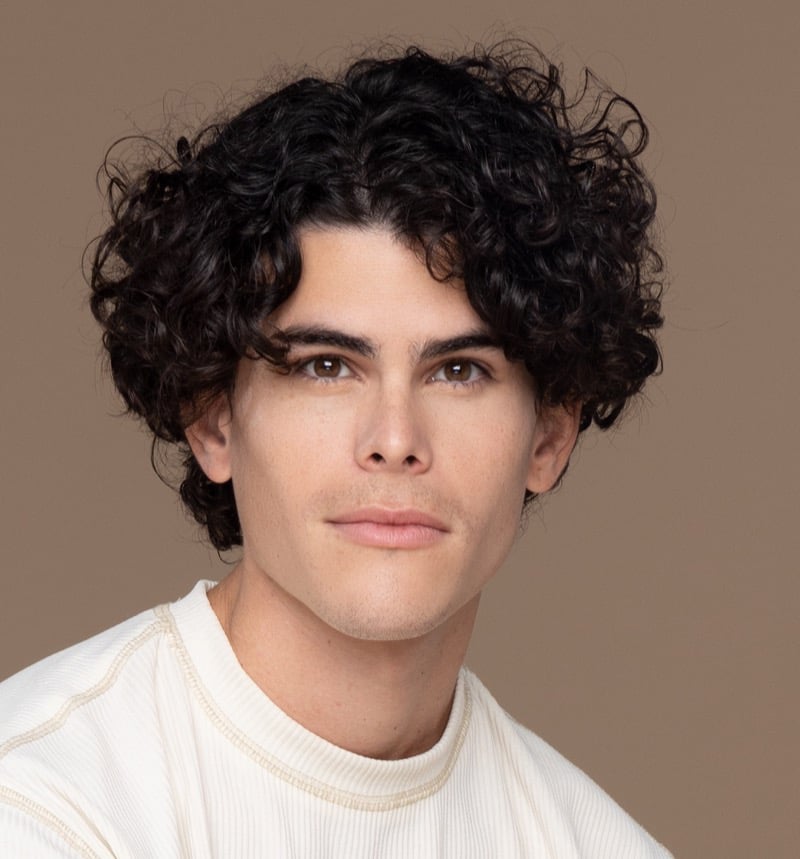 curly curtain haircut men