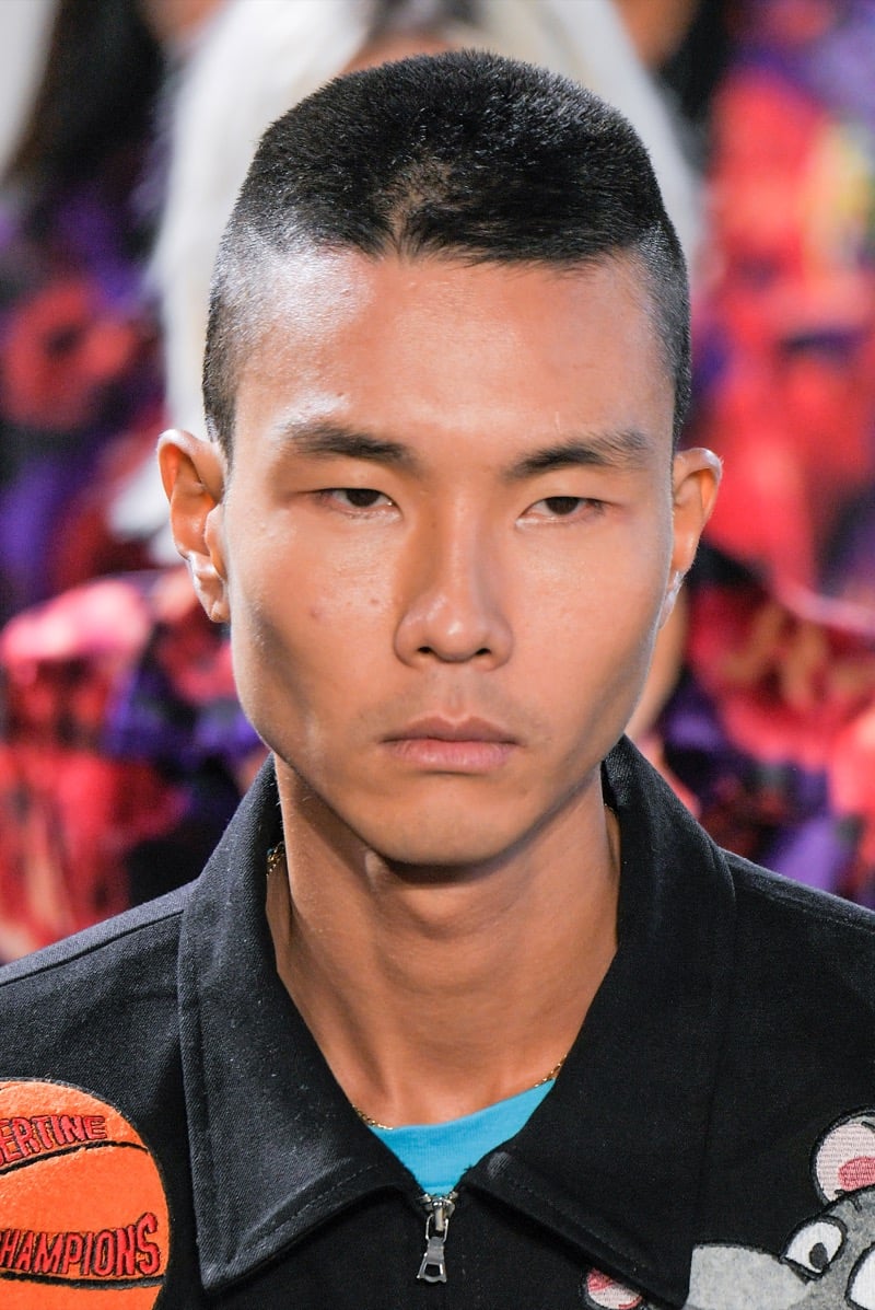 brush cut Asian man
