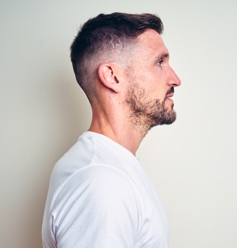 crew cut with mid skin fade