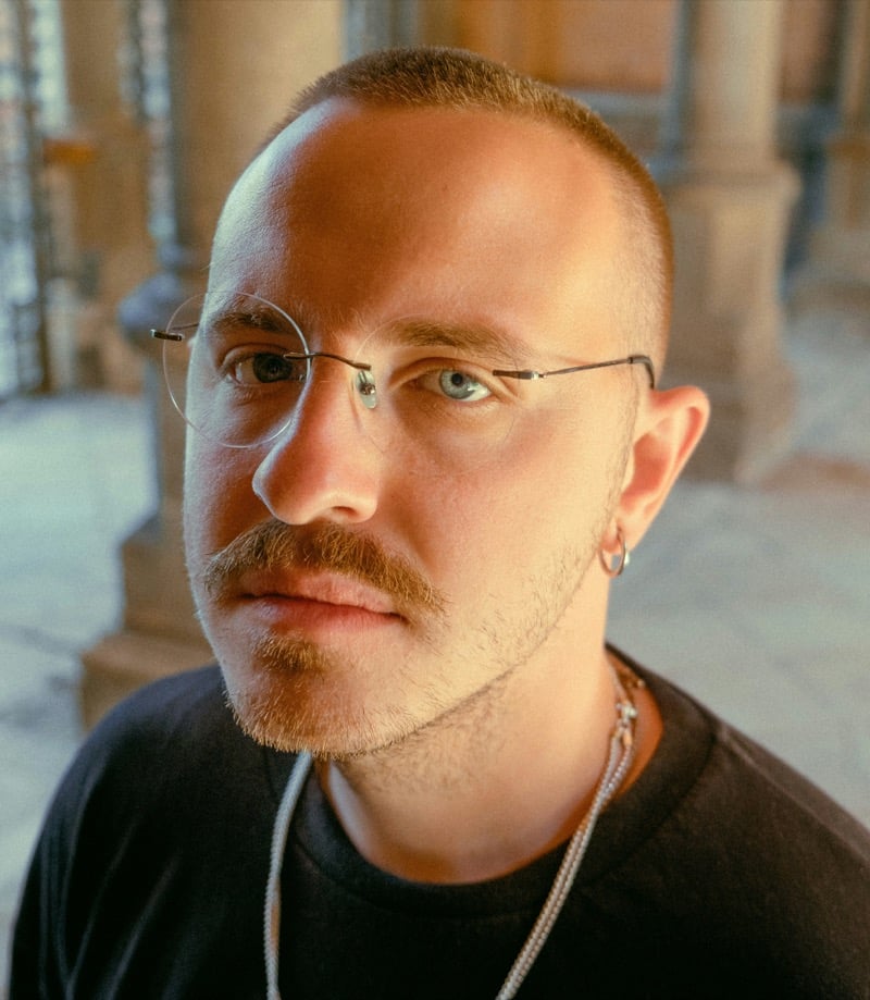dark blonde buzz cut