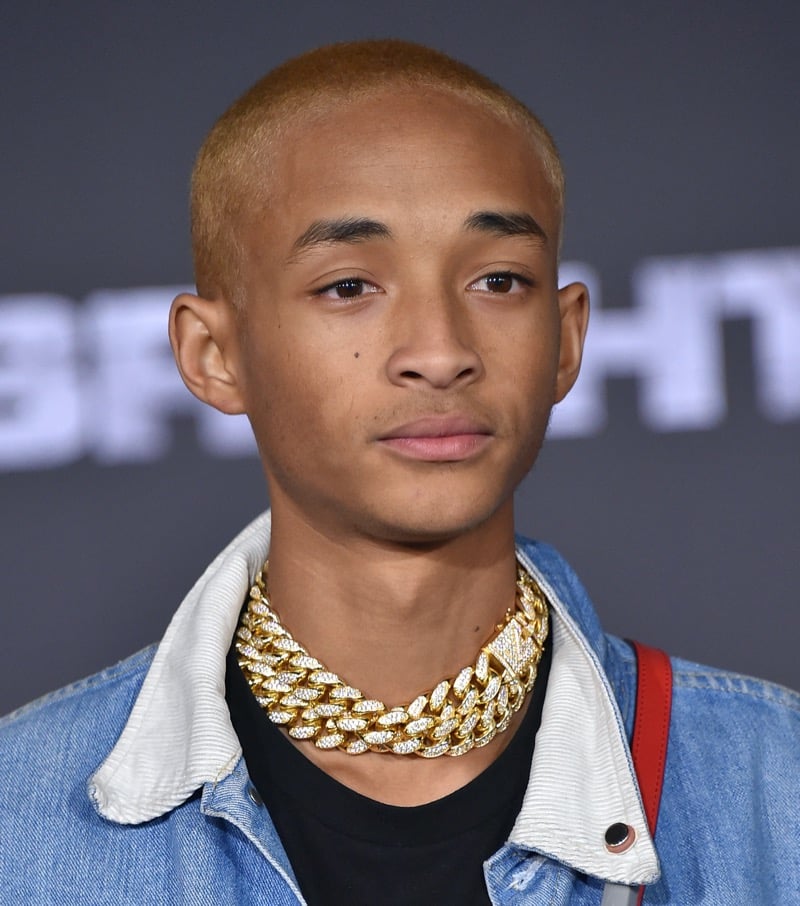 Jaden Smith with a blonde buzz cut