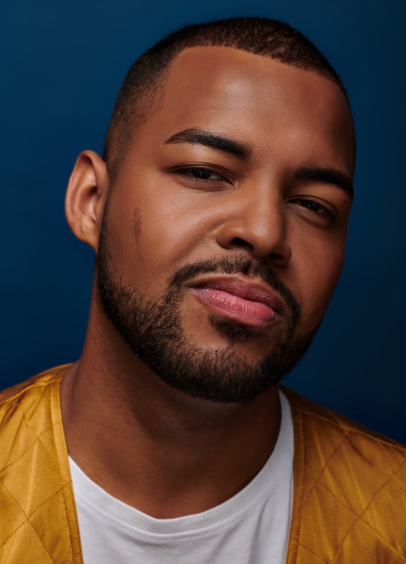 low fade buzz cut with shape-up on a Black man