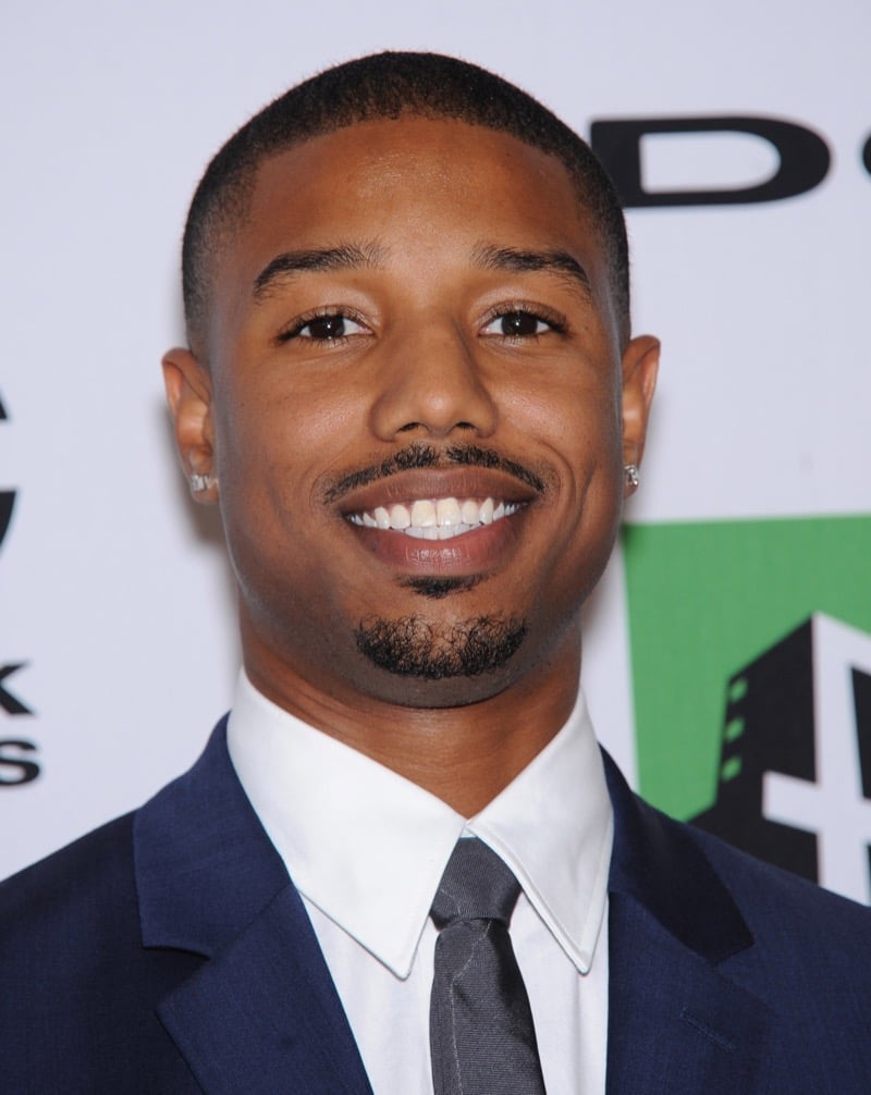 Michael B. Jordan with a short buzz cut