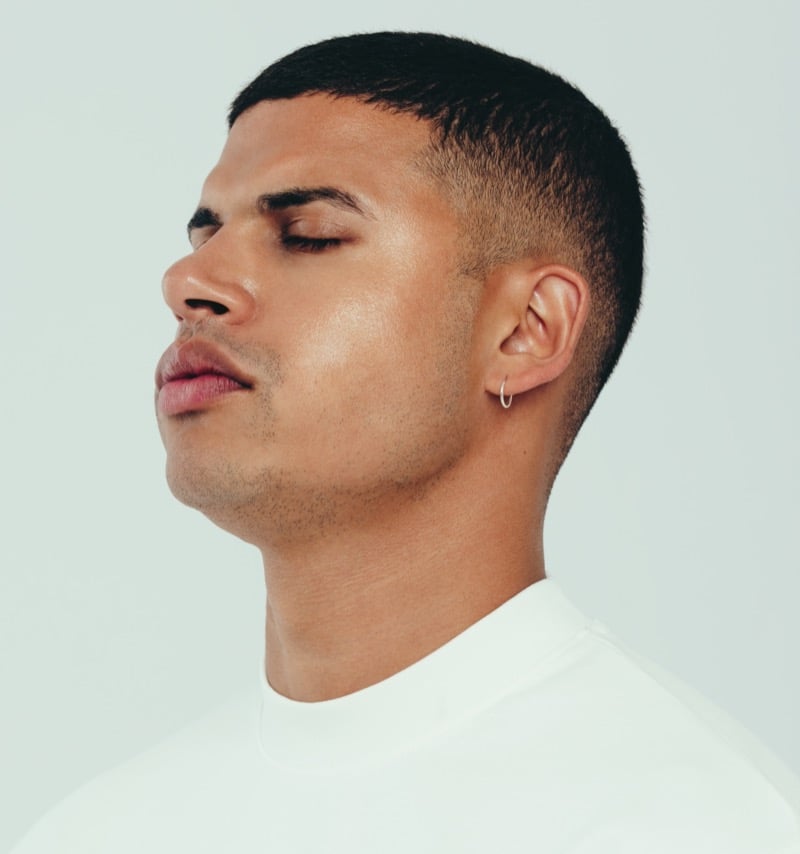 buzz cut with mid burst fade