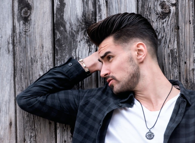 mid drop fade pompadour hairstyle