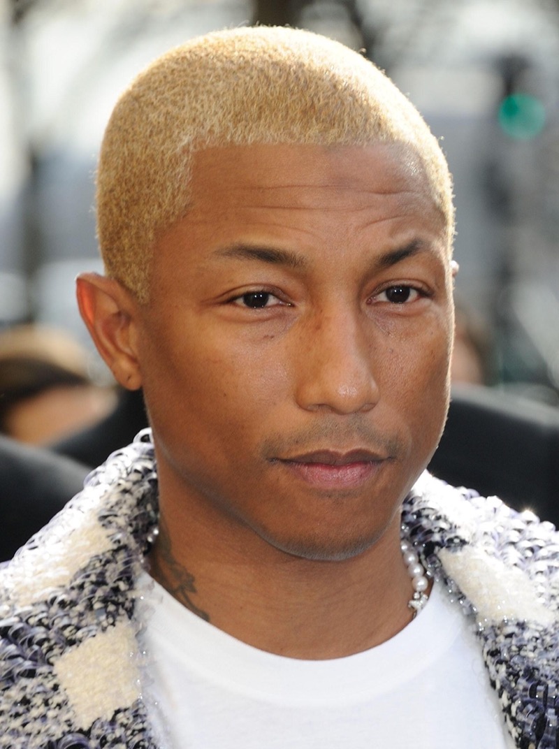 Pharrell Williams with a blonde buzz cut