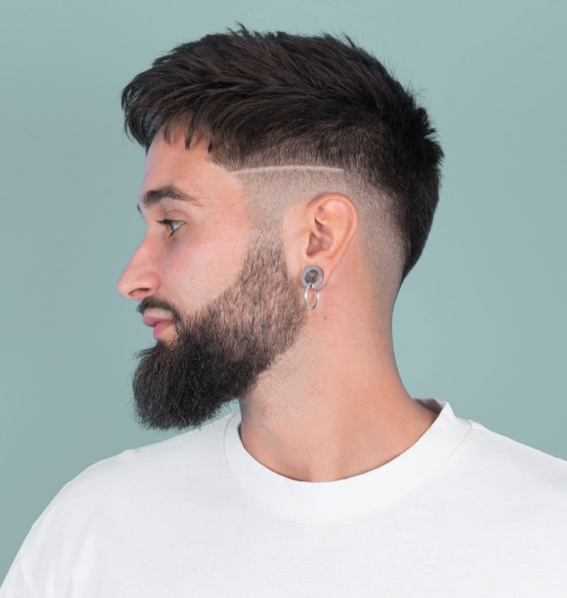 textured top with mid skin fade