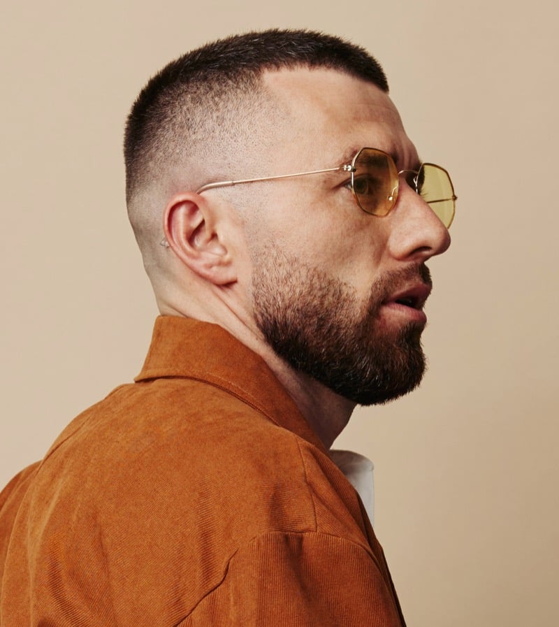 brush cut with razor fade